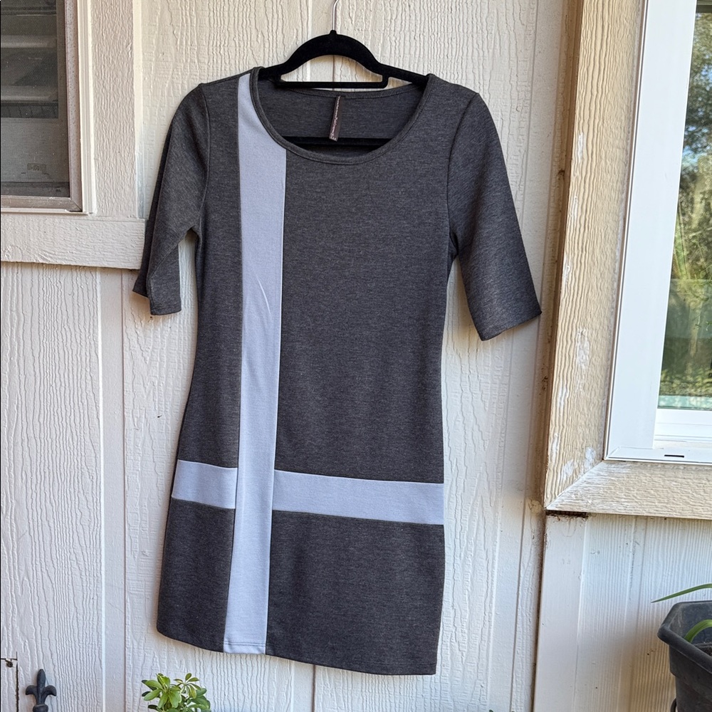 Elegant Gray and White Women's Dress